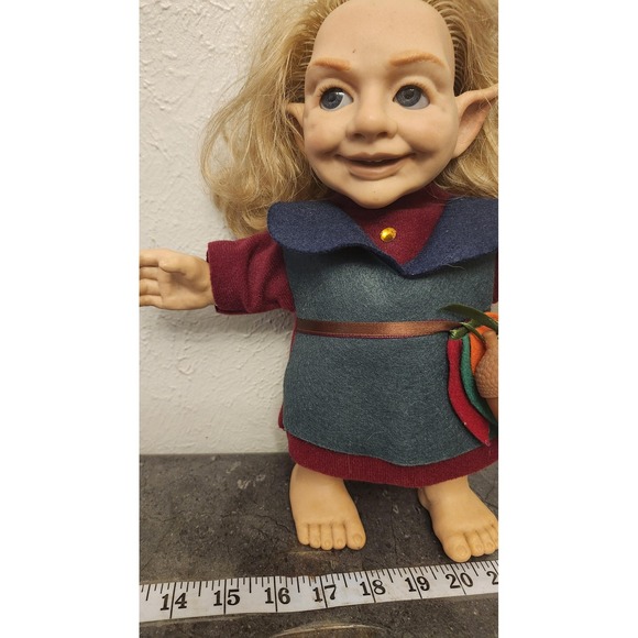Berenguer Elf Doll Blonde Hair Pointed Ears Felt Outfit Acorn Pouch Ring RARE - Picture 3 of 7